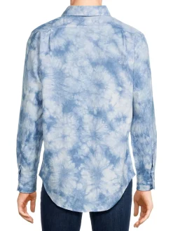 Siamo Verano Linen|Tie Dye Linen Blend Shirt Denim