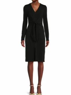 Women Ellen Tracy Tie Midi Sheath Dress
