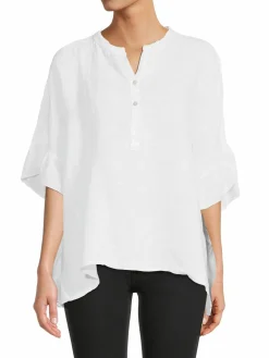 Women Saks Fifth Avenue Tiered Sleeve Linen Top