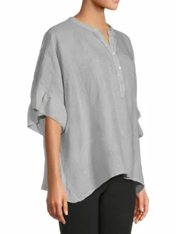Women Saks Fifth Avenue Tiered Sleeve Linen Top