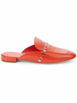 FERRAGAMO Titi Chain Trim Leather Mules