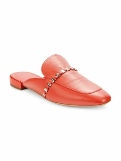 FERRAGAMO Titi Chain Trim Leather Mules
