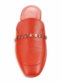 FERRAGAMO Titi Chain Trim Leather Mules