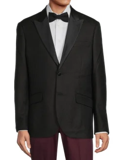 Saks Fifth Avenue Blazers & Sportcoats|Tonal Jacquard Dinner Jacket Black