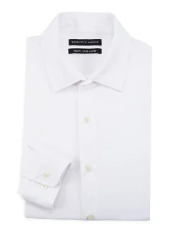 Saks Fifth Avenue Dress Shirts|Trim Fit Dress Shirt White
