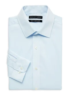 Saks Fifth Avenue Dress Shirts|Trim Fit Solid Dress Shirt Light Blue