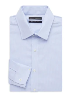 Saks Fifth Avenue Dress Shirts|Trim Fit Striped Dress Shirt Light Blue