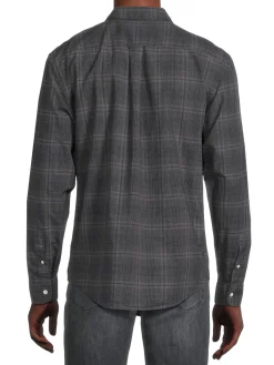 Billy Reid Casual Button-Down Shirts|Tuscumbia Standard Fit Checked Shirt Navy Grey