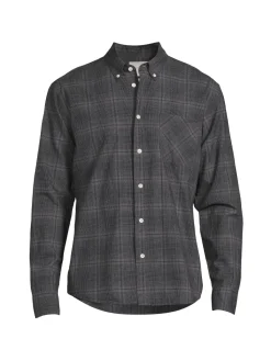 Billy Reid Casual Button-Down Shirts|Tuscumbia Standard Fit Checked Shirt Navy Grey