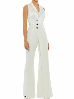 Women Mac Duggal Tuxedo Flare Jumpsuit