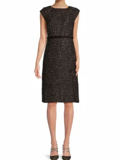 Women Donna Karan Tweed Cap Sleeve Dress