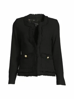 Women Saks Fifth Avenue Tweed Long Sleeve Jacket