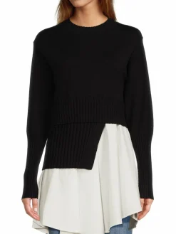 Women Avantlook Two Tone Longline Layered Sweater