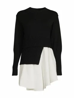 Women Avantlook Two Tone Longline Layered Sweater