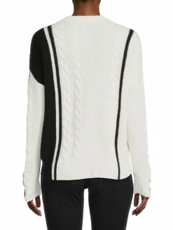 Women Design 365 Two Tone Striped Cashmere Sweater