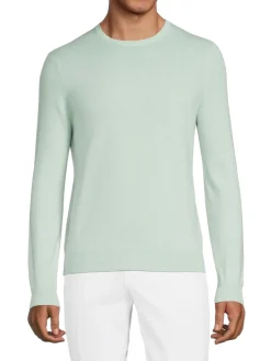 Malo Cashmere|Two Tone Wool & Cashmere Sweater Acqua Green
