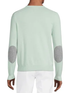 Malo Cashmere|Two Tone Wool & Cashmere Sweater Acqua Green