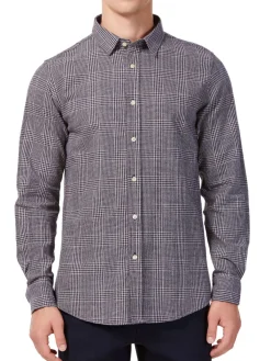 Hyden Yoo Linen|Tyler Linen Blend Glen Plaid Sport Shirt Black