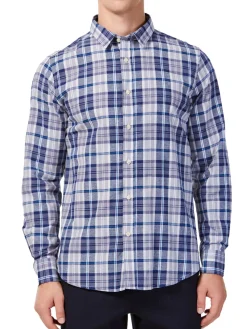 Hyden Yoo Linen|Tyler Linen Blend Plaid Sport Shirt Black