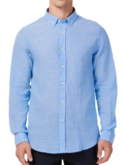 Hyden Yoo Linen|Tyler Linen Blend Sport Shirt Blue