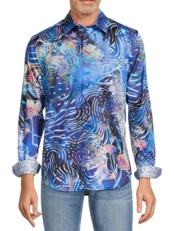 Robert Graham Casual Button-Down Shirts|Tysor Abstract Print Shirt Blue