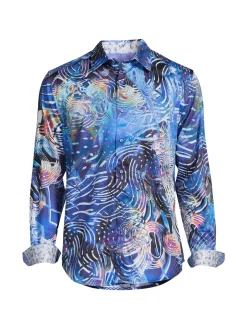 Robert Graham Casual Button-Down Shirts|Tysor Abstract Print Shirt Blue