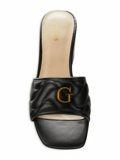 Guess Ulliy Block Heel Quilted Mule Sandals