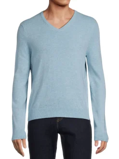 Malo Sweaters|V Neck Cashmere Blend Sweater Sky Blue