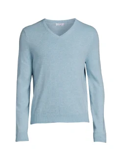 Malo Sweaters|V Neck Cashmere Blend Sweater Sky Blue