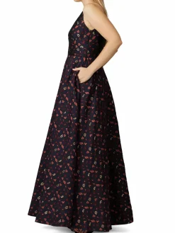 Women Monique Lhuillier V Neck Floral Jacquard Ball Gown