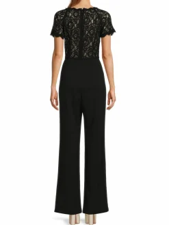 Women Focus by Shani V Neck Lace Jumpsuit