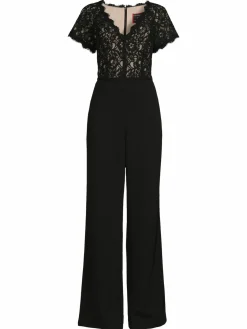 Women Focus by Shani V Neck Lace Jumpsuit