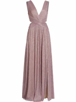 Women PatBO V Neck Metallic Gown