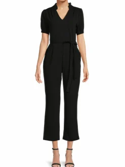 Women NANETTE nanette lepore V Neck Ruffle Puff Sleeve Jumpsuit