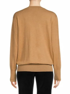 Women DKNY V Neck Sequin Blouson Sweater