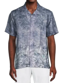 Stitch Note Linen|Vacation Palms Linen Camp Shirt
