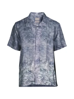 Stitch Note Linen|Vacation Palms Linen Camp Shirt