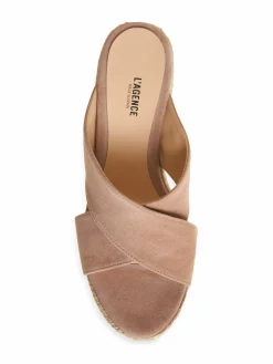 L'AGENCE Valetta Leather Espadrille Wedge Sandals