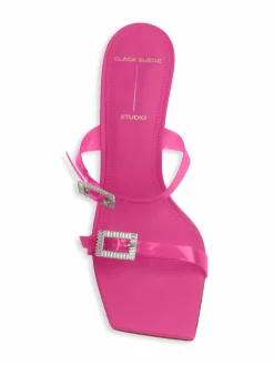 Black Suede Studio Vera Square Toe Sandals