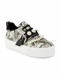 Karl Lagerfeld Paris Vidya Python-Embossed Platform Sneakers