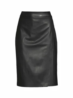 Women Donna Karan Vintage Glam Faux Leather Knee Skirt