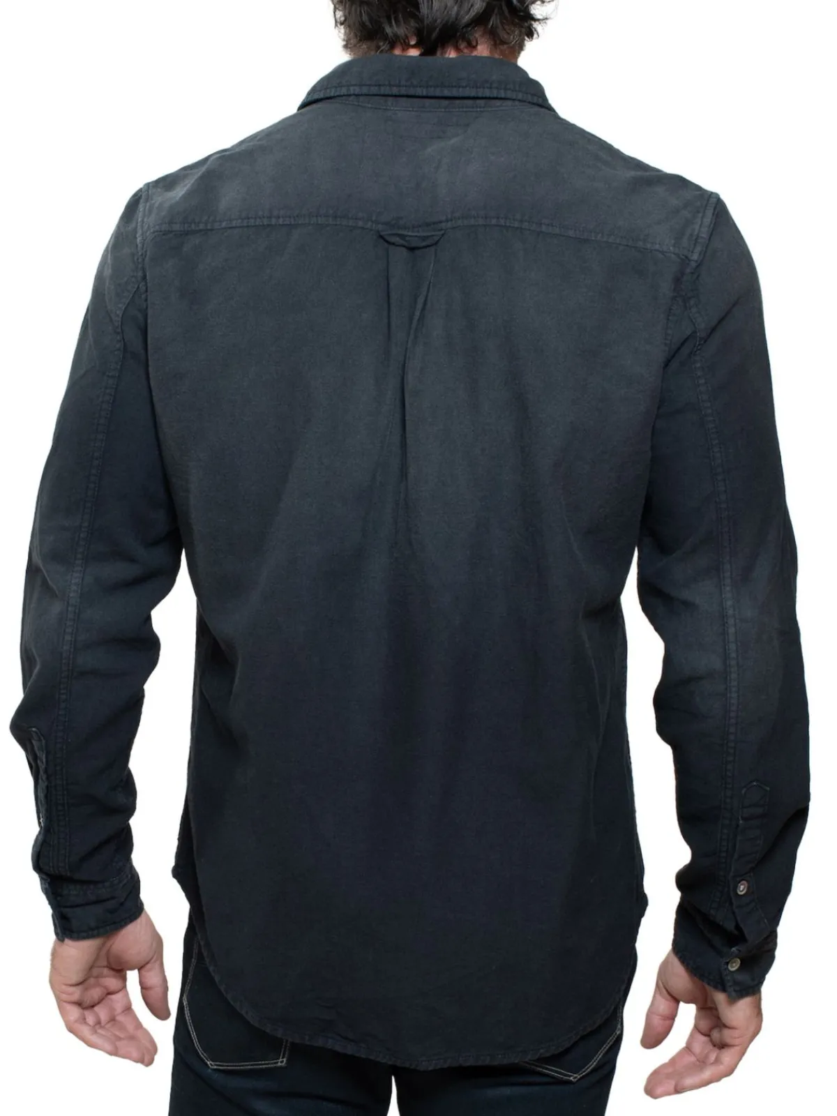 Stitch Linen|Vintage Washed Linen Blend Button Down Shirt Black