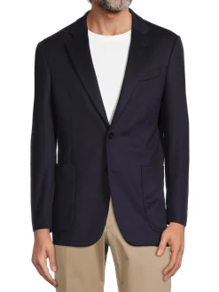 Armani Collezioni Cashmere|Virgin Wool & Cashmere Blazer Solid Blue
