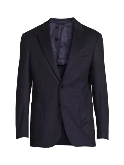 Armani Collezioni Cashmere|Virgin Wool & Cashmere Blazer Solid Blue