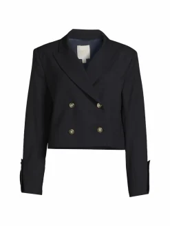 Women TWP Virgin Wool Solid Cropped Blazer