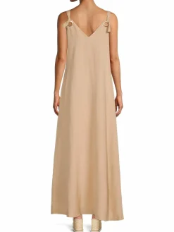 Women L'AGENCE Vivi Tie Strap Linen Blend A Line Maxi Dress