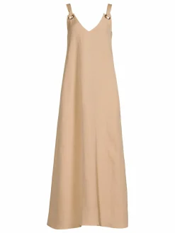 Women L'AGENCE Vivi Tie Strap Linen Blend A Line Maxi Dress