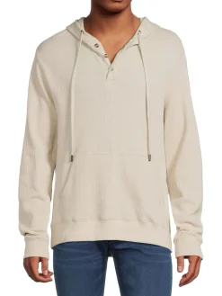 Onia Sweatshirts & Hoodies|Waffle Cotton Button Hoodie