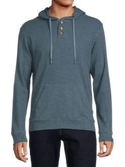 Onia Sweatshirts & Hoodies|Waffle Knit Henley Hoodie