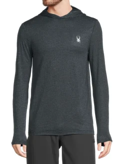 Spyder Activewear|Waffle Knit Pullover Hoodie Black Heather